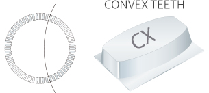 convex teeth